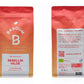 250g Packung von vorne und hinten, Rückseite zeigt die Produktgeschichte, Nährwerte, Bio-Siegel